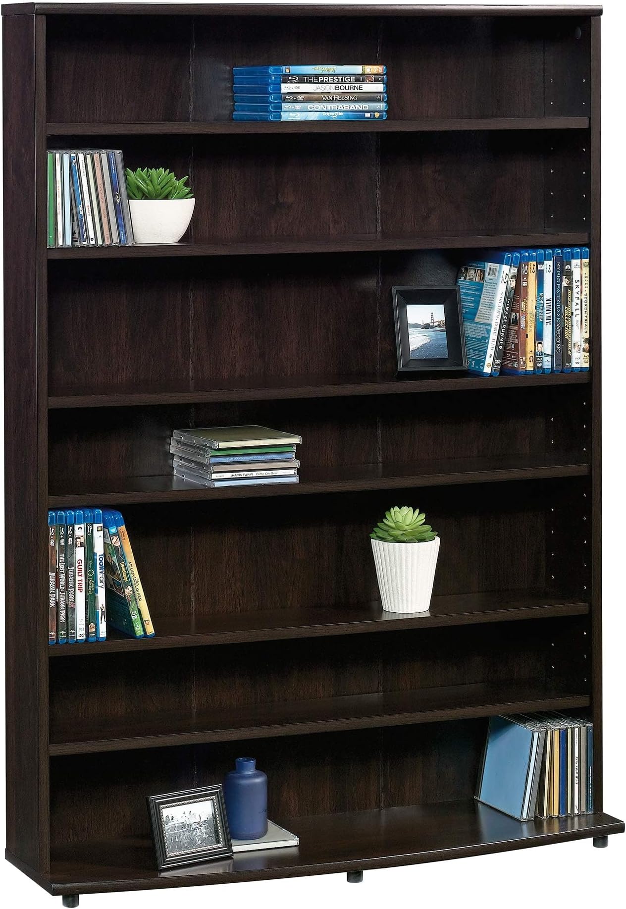 Sauder Multimedia 7 tier Storage Tower, Cinnamon Cherry finish