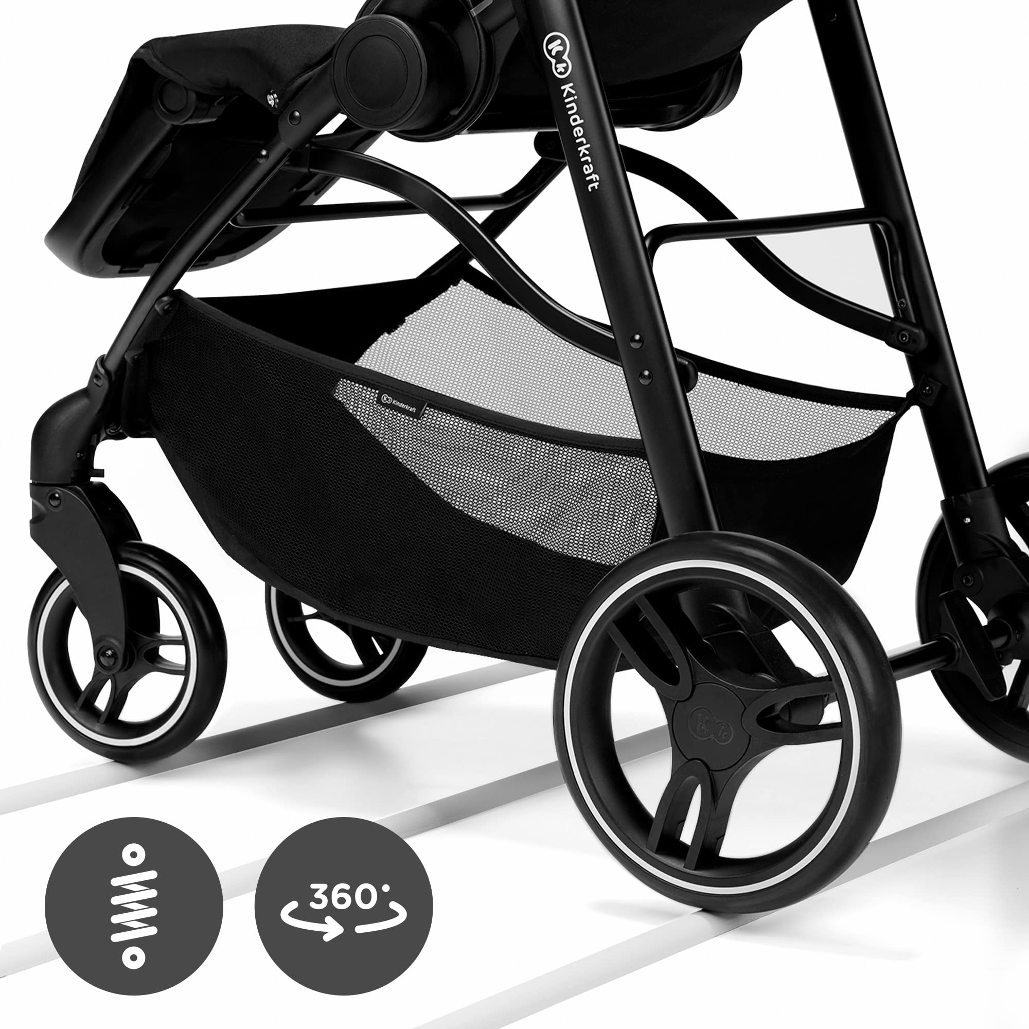 Kinderkraft VESTO Poussette Canne, Poussette Compacte, Poussette Bébé, Siège Réversible, Position Allongée, Avec Accessoires, Légère, Roues en mousse durable, Imperméable avec Filtre UPF 50+, Rose