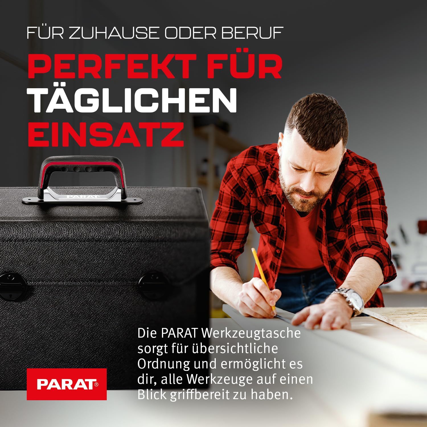 PARAT TOP-LINE Plus Organize CP-7 Schubladentasche | Werkzeugtasche leer mit Schubladen für Kleinteile & Werkzeuge | Robuste Werkzeugtasche mit CP-7 Haltern | Leer & Modular Organisierbar