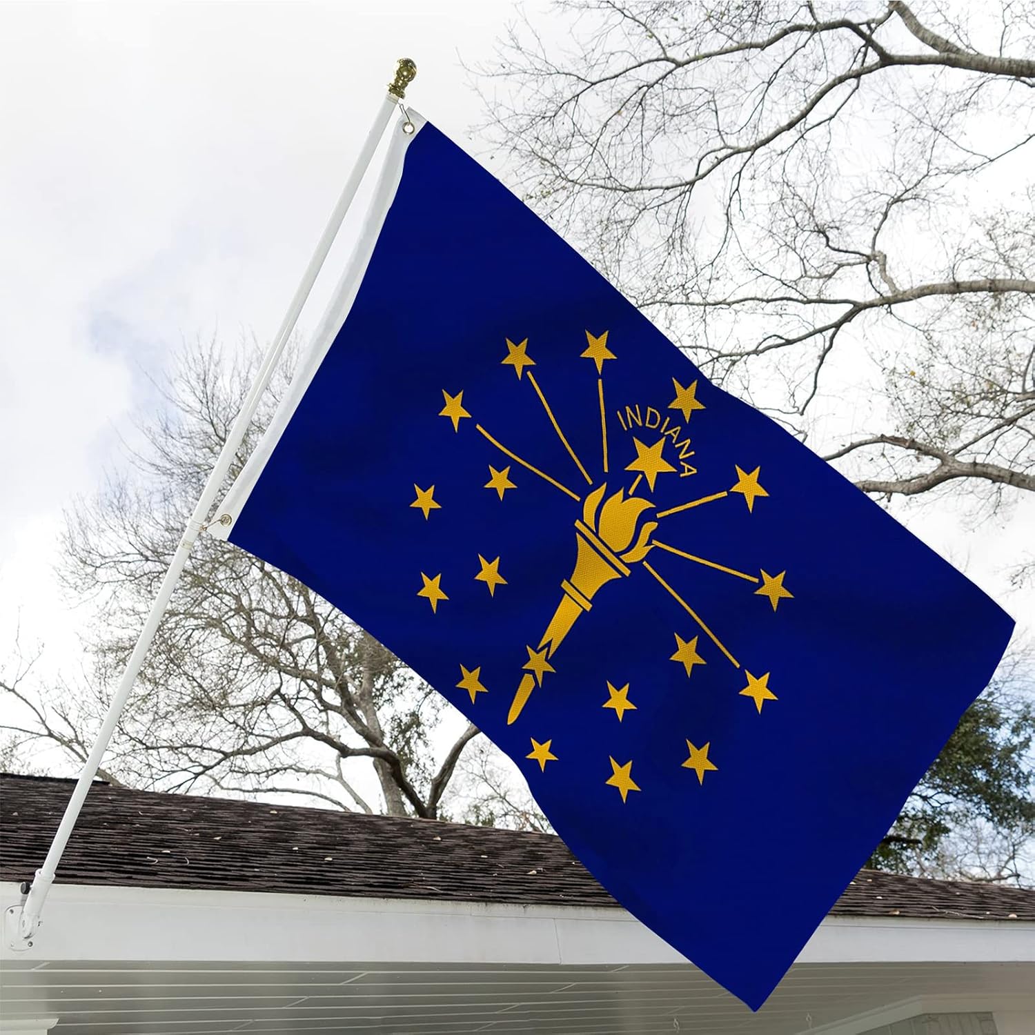 Indiana State Flag 3x5 Double Sided Outdoor Heavy Duty Indiana Hoosier IN State Flags 3 Ply with Durable Canvas Header and 2 Brass Grommets Vivid Colors - Image 2