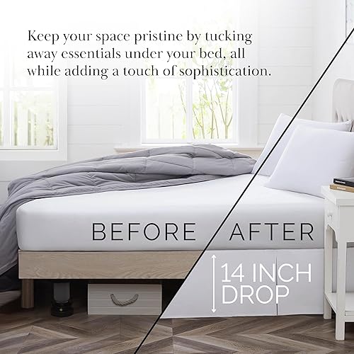 Miniatura 2 de Southshore Fine Linens VILANO Springs faldón para cama plisada, 15 pulgadas, Microfibra, Blanco brillante, Completo