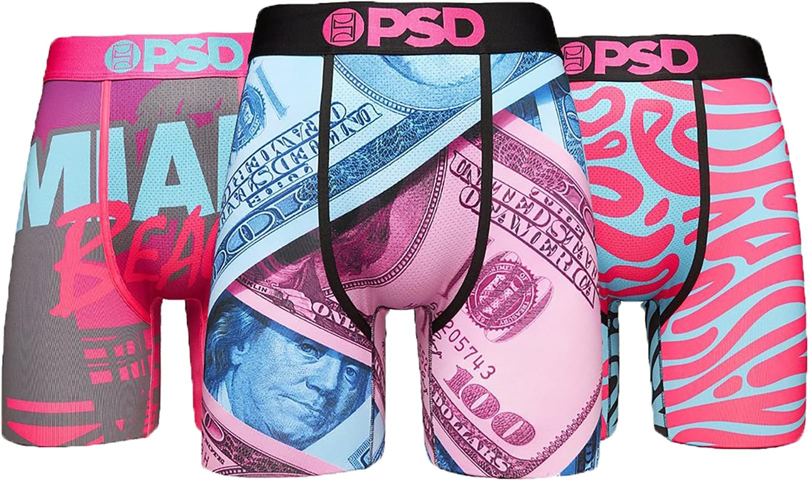 PSD MENS MIAMI VIBE 3PK BOXER BRIEF MULTI XS