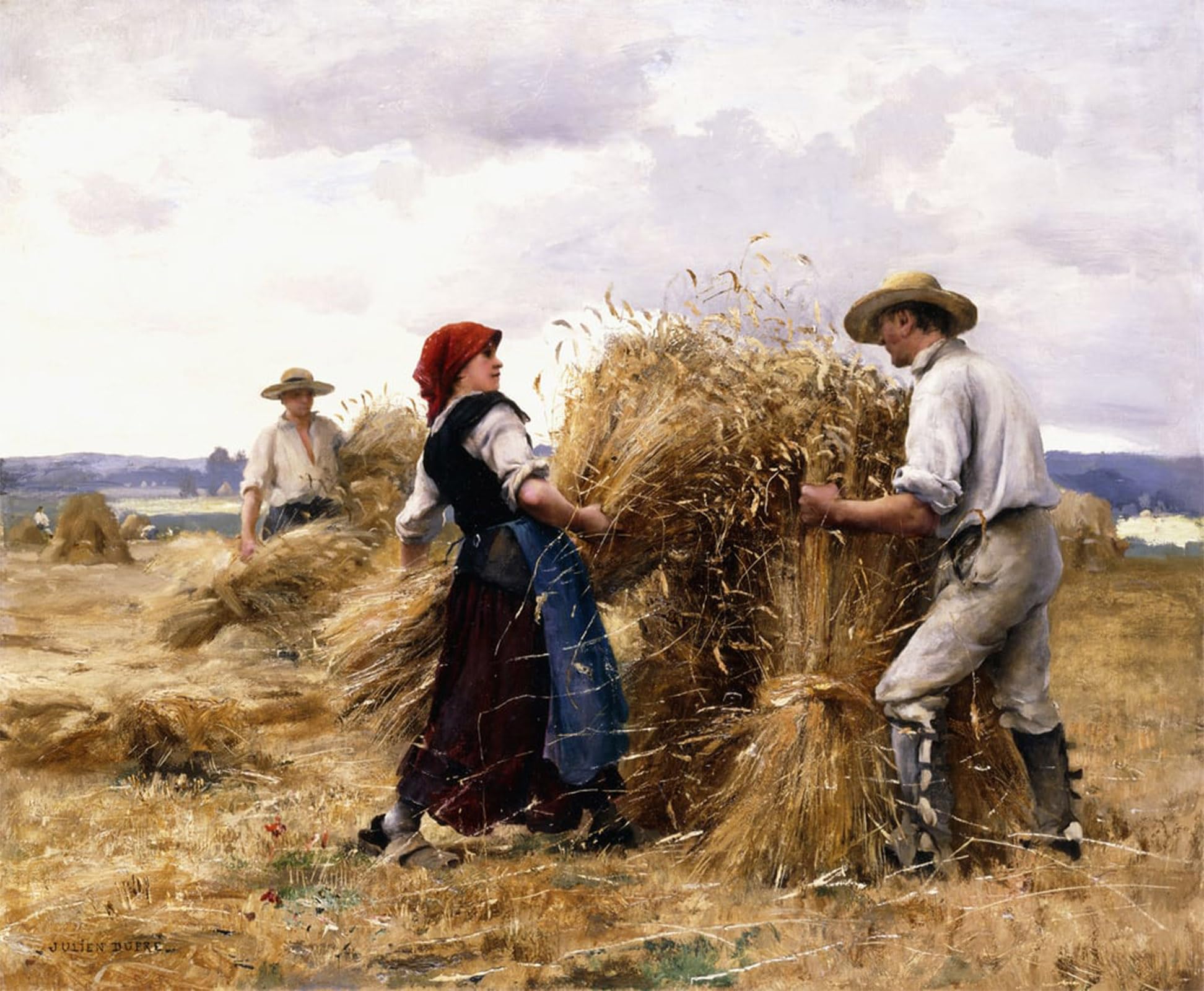 ARTXLXXBN Famous Print Painting Colorful Art Print Stacking Hay by Julien Dupre Canvas Art Decorations for Home Decor 60x90cm