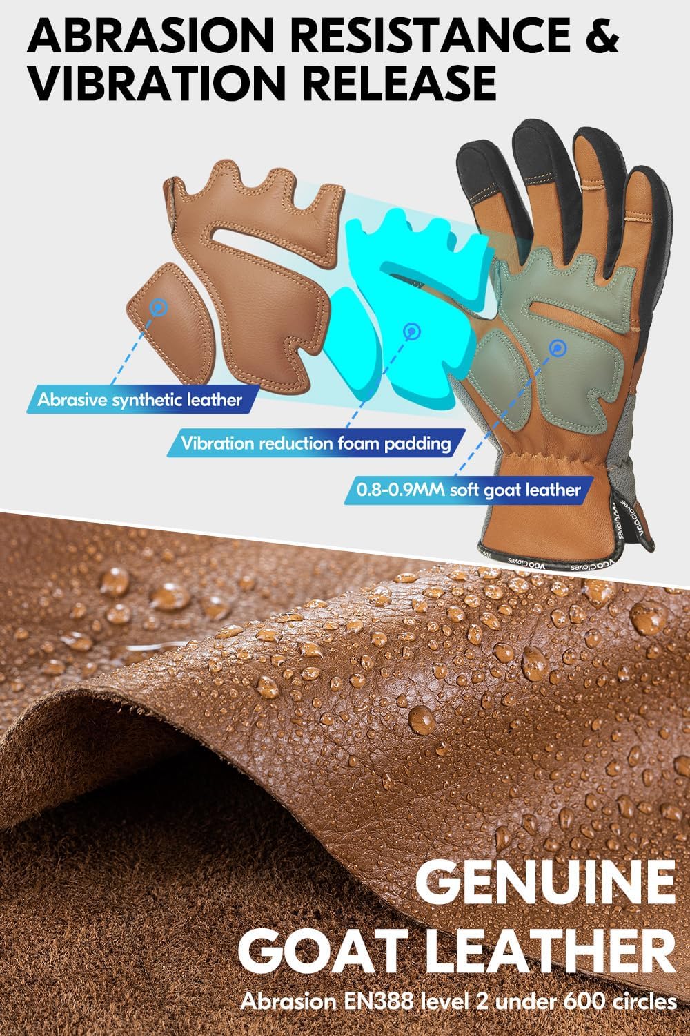 Vgo... Men's Winter Work Gloves,Waterproof Lining,Thorn Proof Safety Gloves,Touchscreen Compatible - Image 5