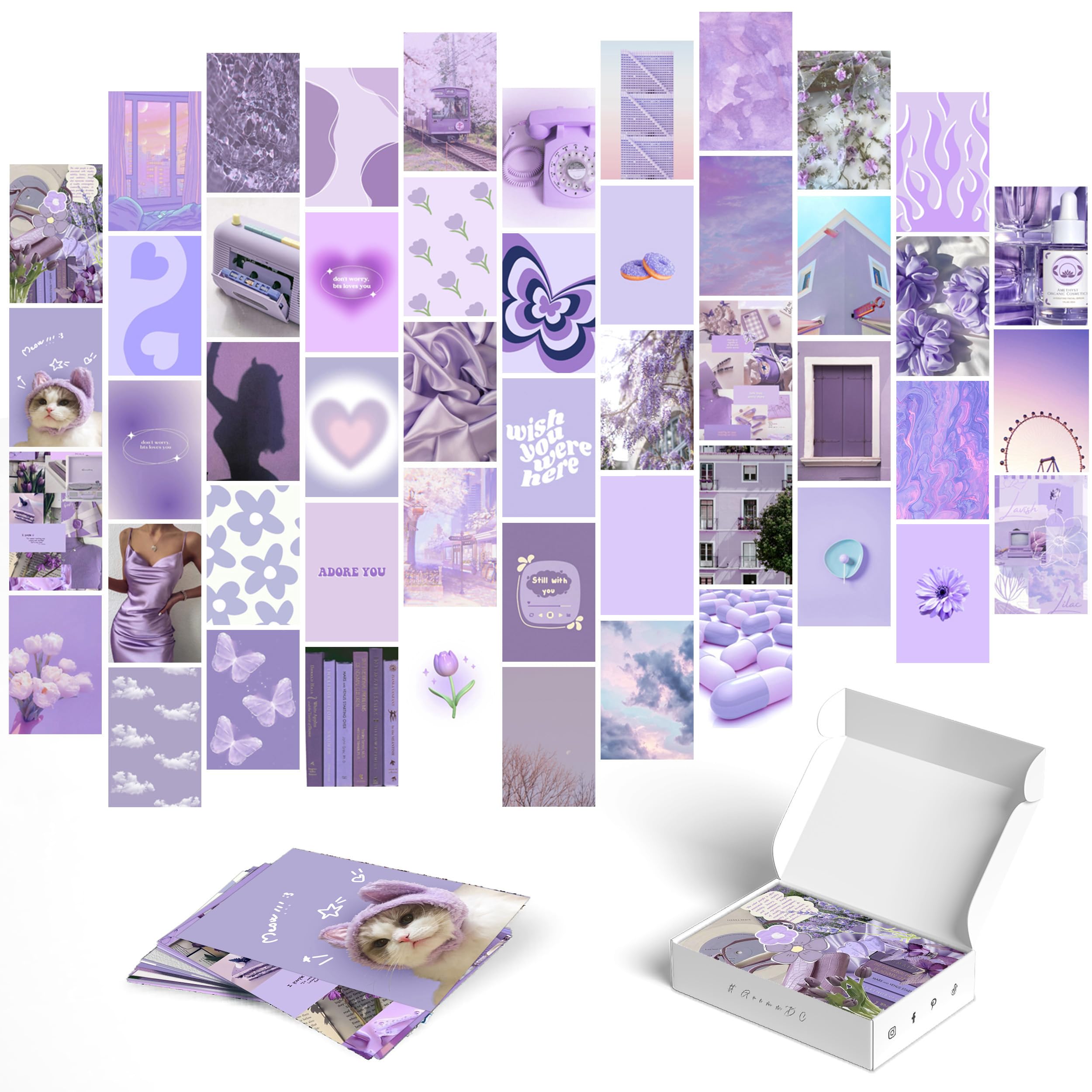 Y2K BOO Dreamy Purple Wall Collage Kit - 50pcs Aesthetic Posters for Room Decor, Perfect Dorm and Bedroom Wall Art, Trendy Lavender Collage Kit for Teen Girls' Dreamy Spaces