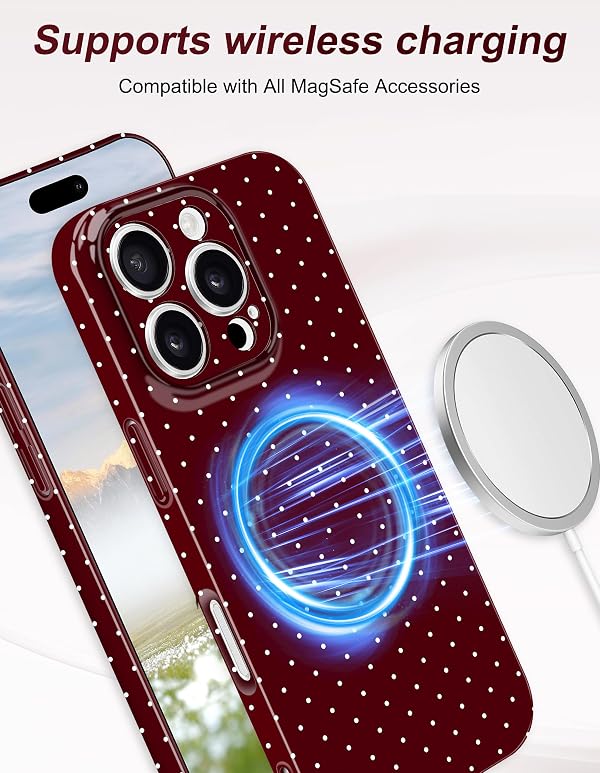 Aitipy Magnetic Polka Dot Phone Case for iPhone 13, Wine Red by Aitipy - Used condition - Image 2