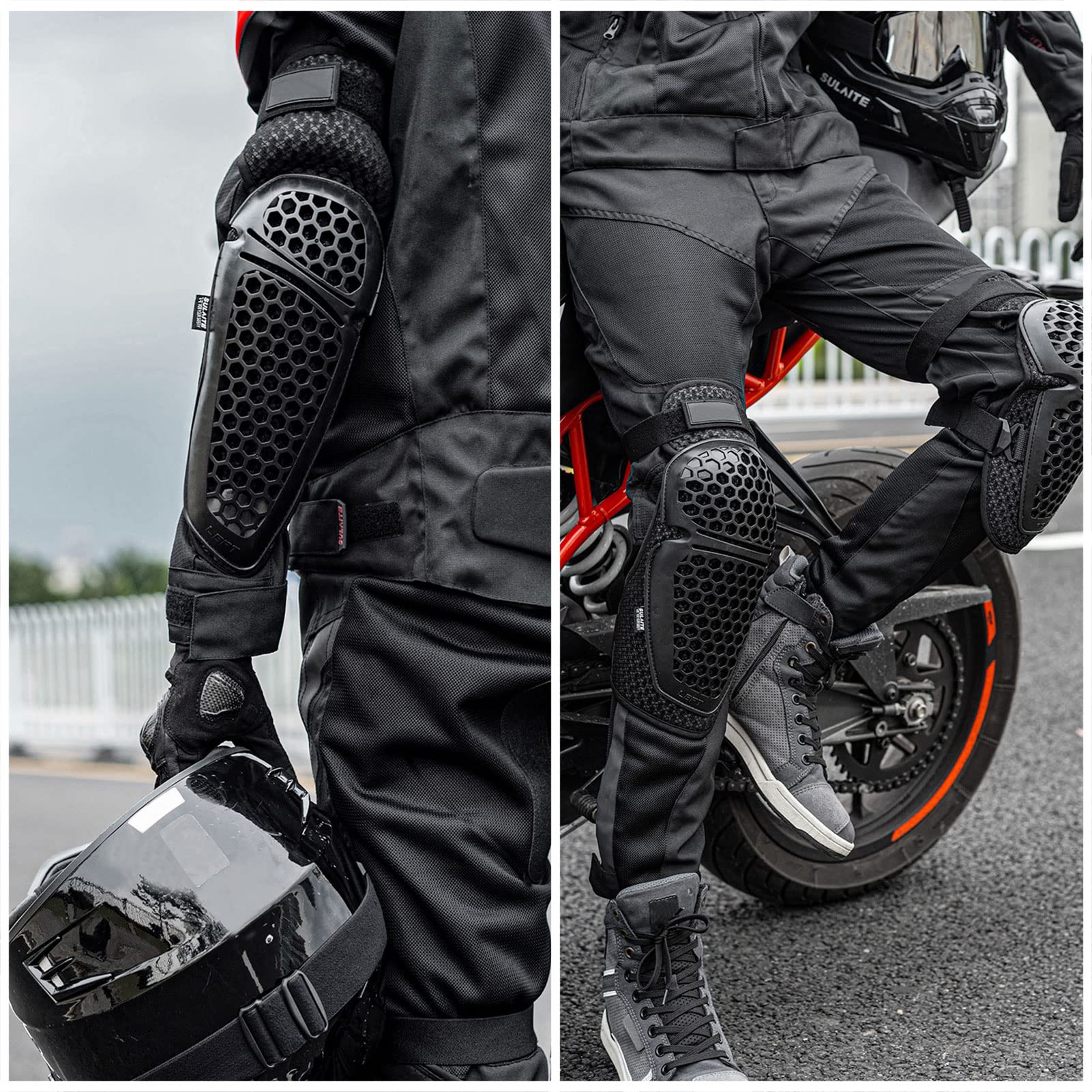 Protège Genoux Moto, Genouillère Protection, Protection Moto Coudière Design Ergonomique Motocross Moto Cyclisme Coude Genouillères Garde Protecteur équipement De Protection, 4 Pcs