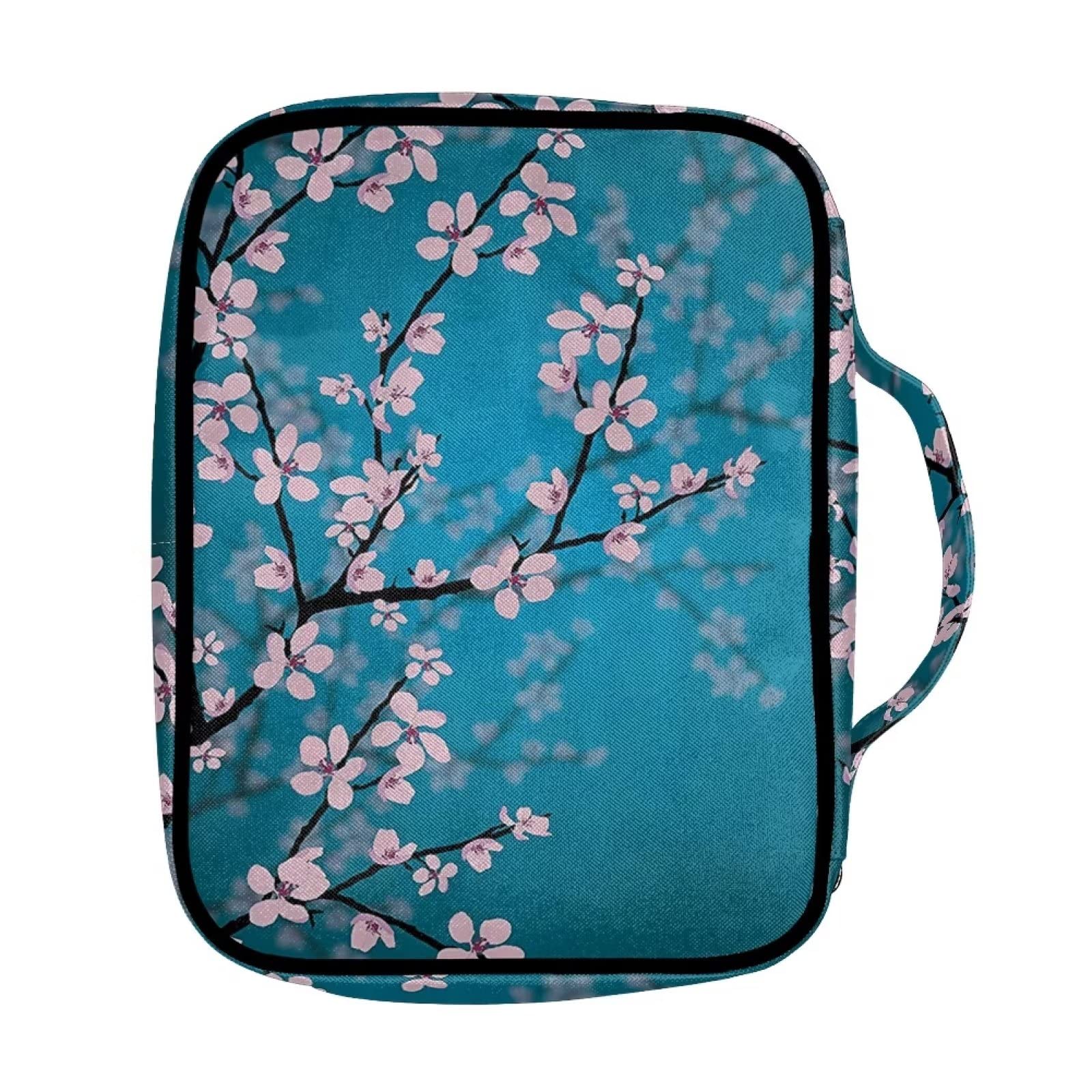 ZIATUBLES Plum Blossom Print Bible Covers Bible Case Large Capacity Bible Bag with Handle Bible Tote Bag Zipper Pocket for Women Men Bible Cover for Bible Study Supplies - Image 2