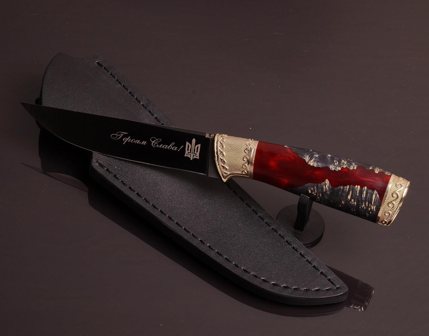 Glory to Ukraine ! - Glory to Heroes ! - Coat of Arms of Ukraine - Trident Ukrainian Military Patriotic National Trident Knife Handmade Knives for Tourist, Hunting, Fishing, Camping, Tactical