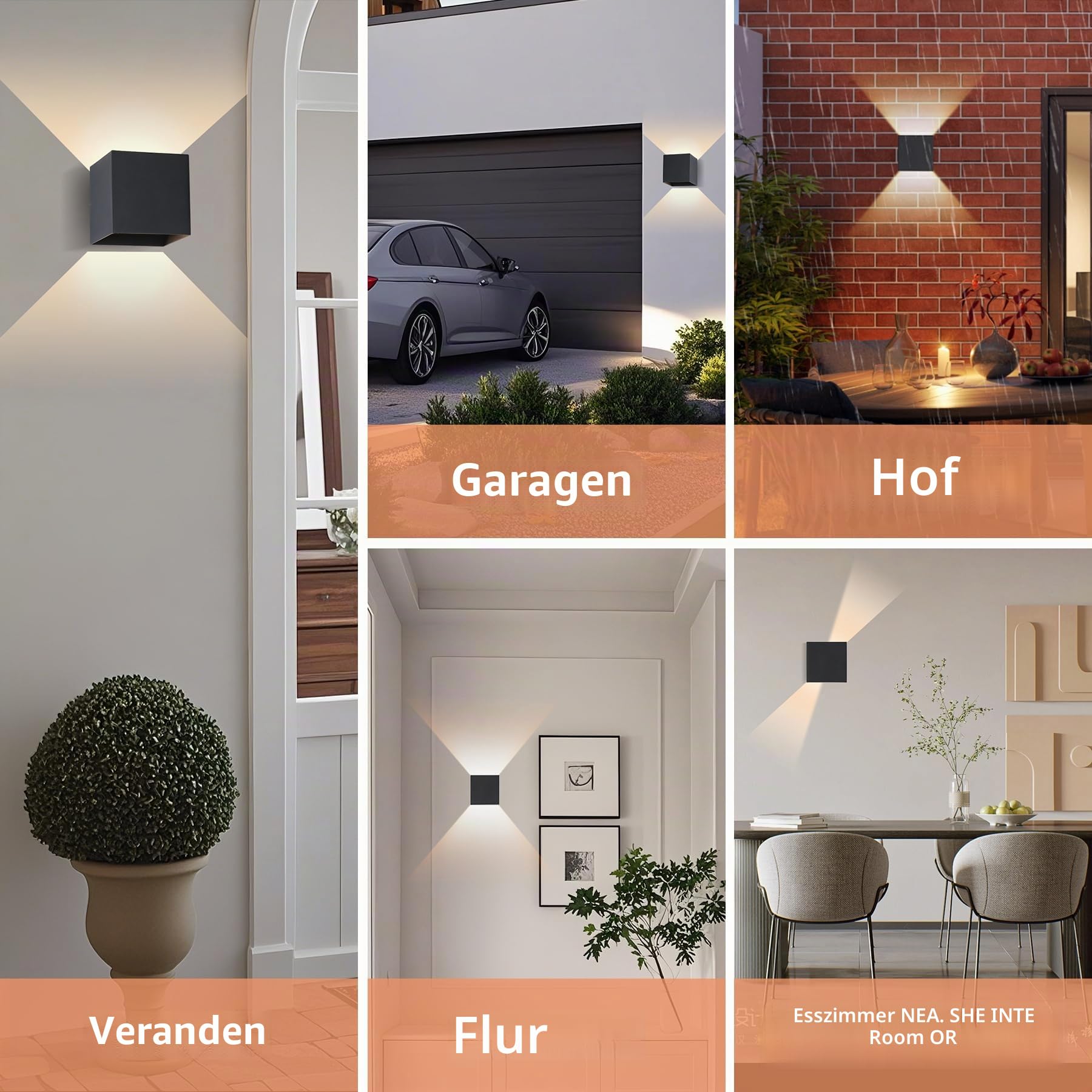 CHENBEN 4 Stücke LED Wandleuchten Innen/Aussen IP65 für Wasserdichte Außenwandleuchten 12W Up and Down Leuchten Aussen 3000K verstellbare Ausenbeleutung für Terrasse, Schlafzimmer