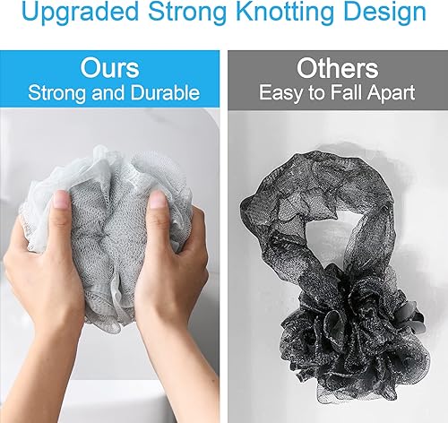 Vista 48 de AmazerBath Esponja de lufa de 2.12 oz/pieza, esponja de baño exfoliante para el cuerpo, juego de 4 lufas, cuarteto de algodón de azúcar