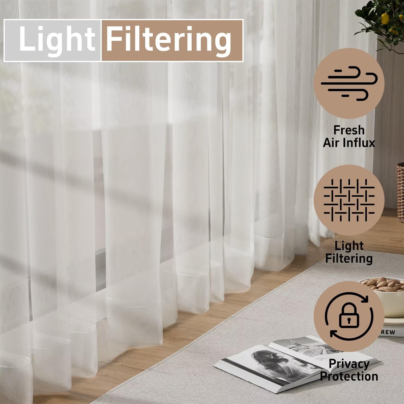 Pacok Beige Voile Curtains - Image 4