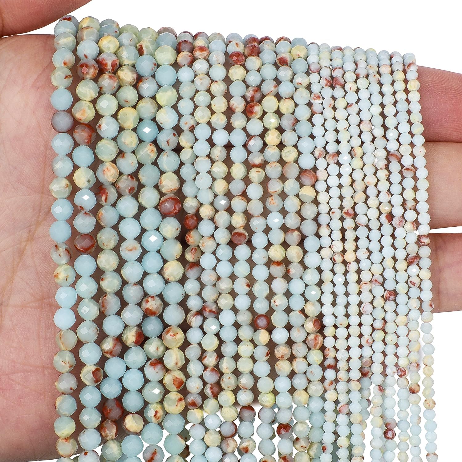 3mm 120pcs Natural Shoushan Stone Beads, Songxi Small Faceted Round Loose Gemstone Beads for Jewelry Making, DIY Art and Craft, Bracelet Beads for Necklace (1 Strand)