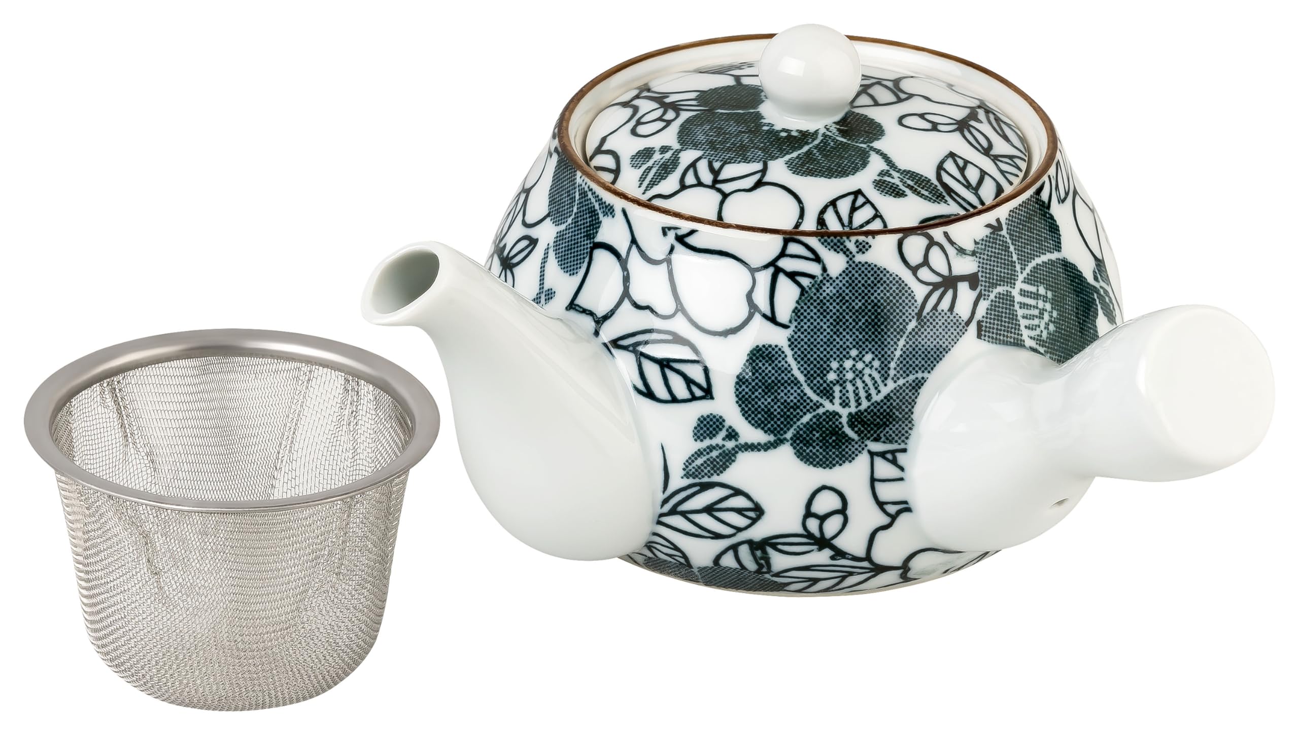 Kyusu Teekanne Set HANA Porzellan Einhandkanne Zwei Teebecher in Geschenkbox hergestellt in Japan Kanne 400 ml