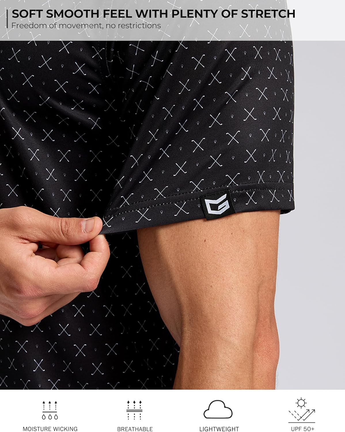 Men's Golf Shirt Short Sleeve Dry Fit Polo Moisture Wicking Print Collared Golf Shirts for Men Casual Lightweight - Image 6