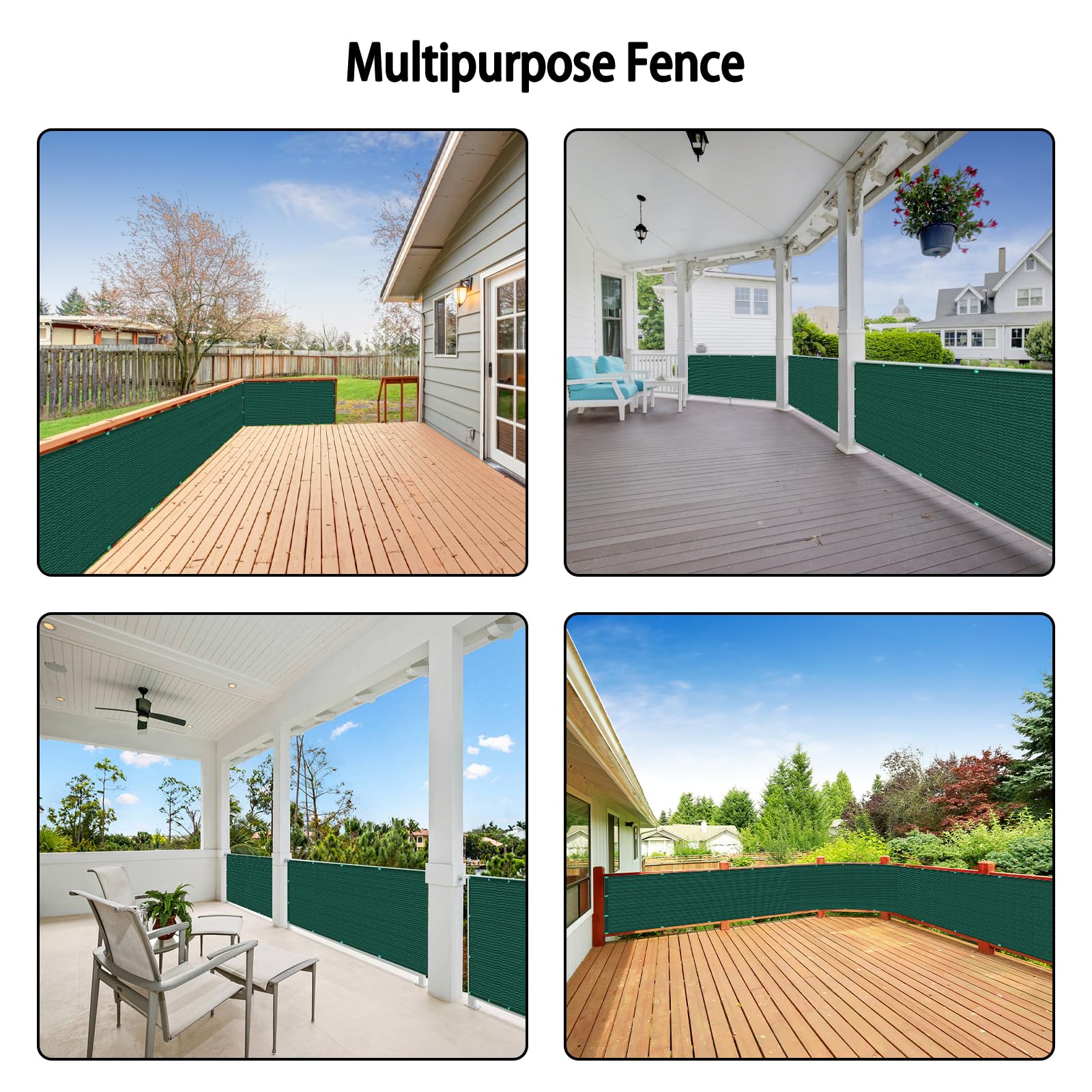 Copri Ringhiera Balcone 215 x 1000 cm Tessuto HDPE da 220 G/M², Leggera e Durevole, Recinzione Copri Ringhiera Balcone con Funi e Fascette per Recinzione, Esterni, Terrazzo, Verde