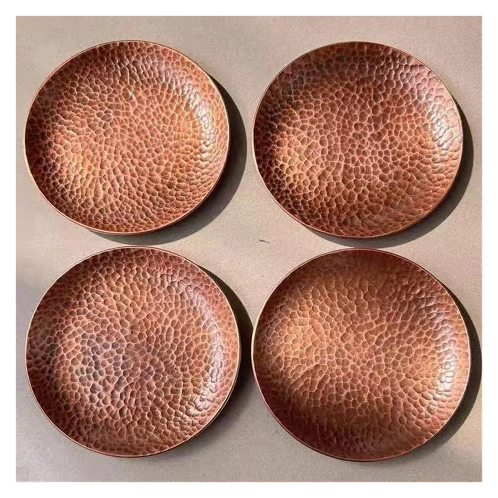 Plateaux martelés Mini plateau de tasse à café en cuivre rouge vintage
