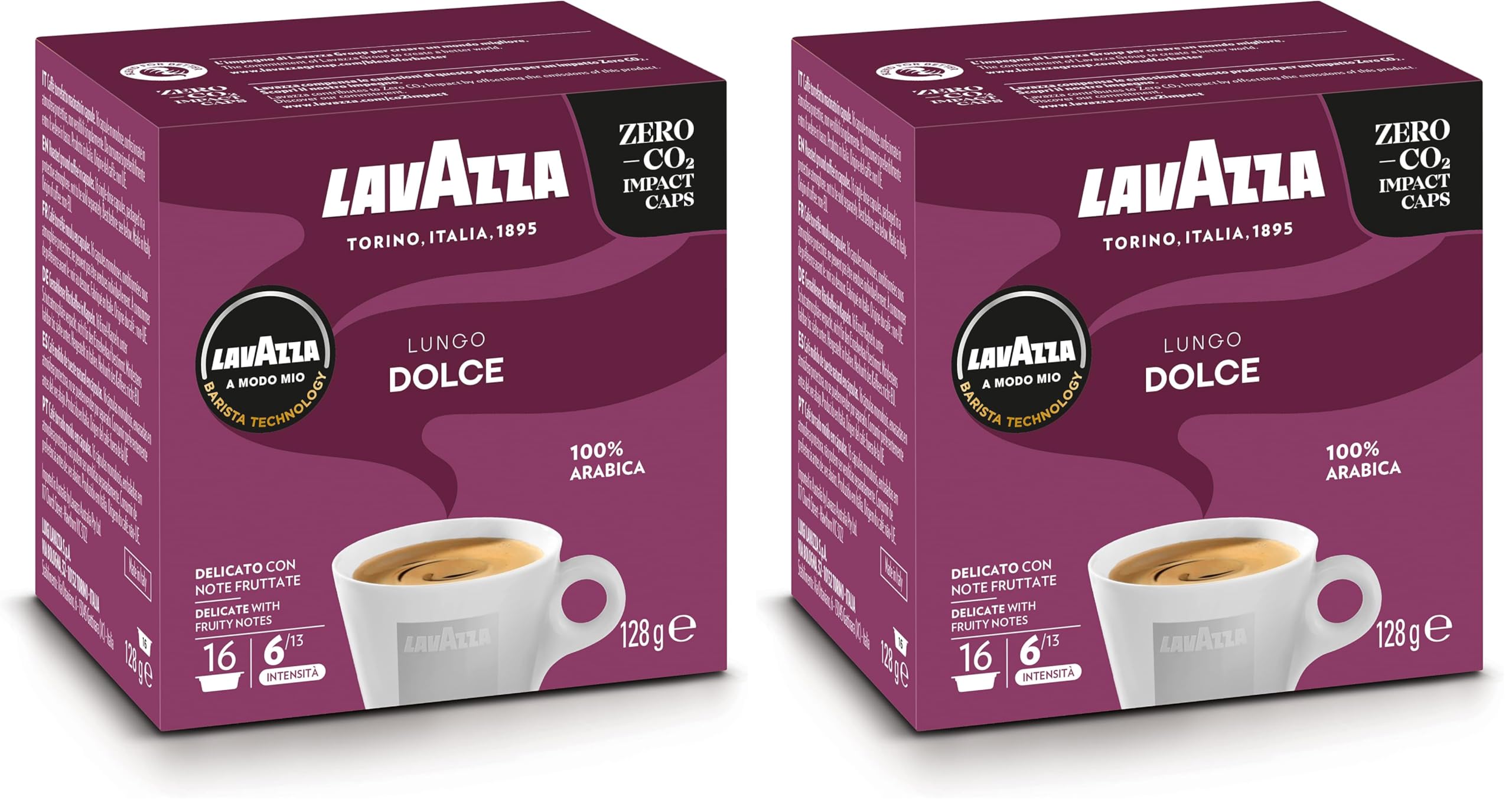 Lavazza A Modo Mio Caff? Crema Lungo Dolcemente, 16 Capsules (Confezione da 2)