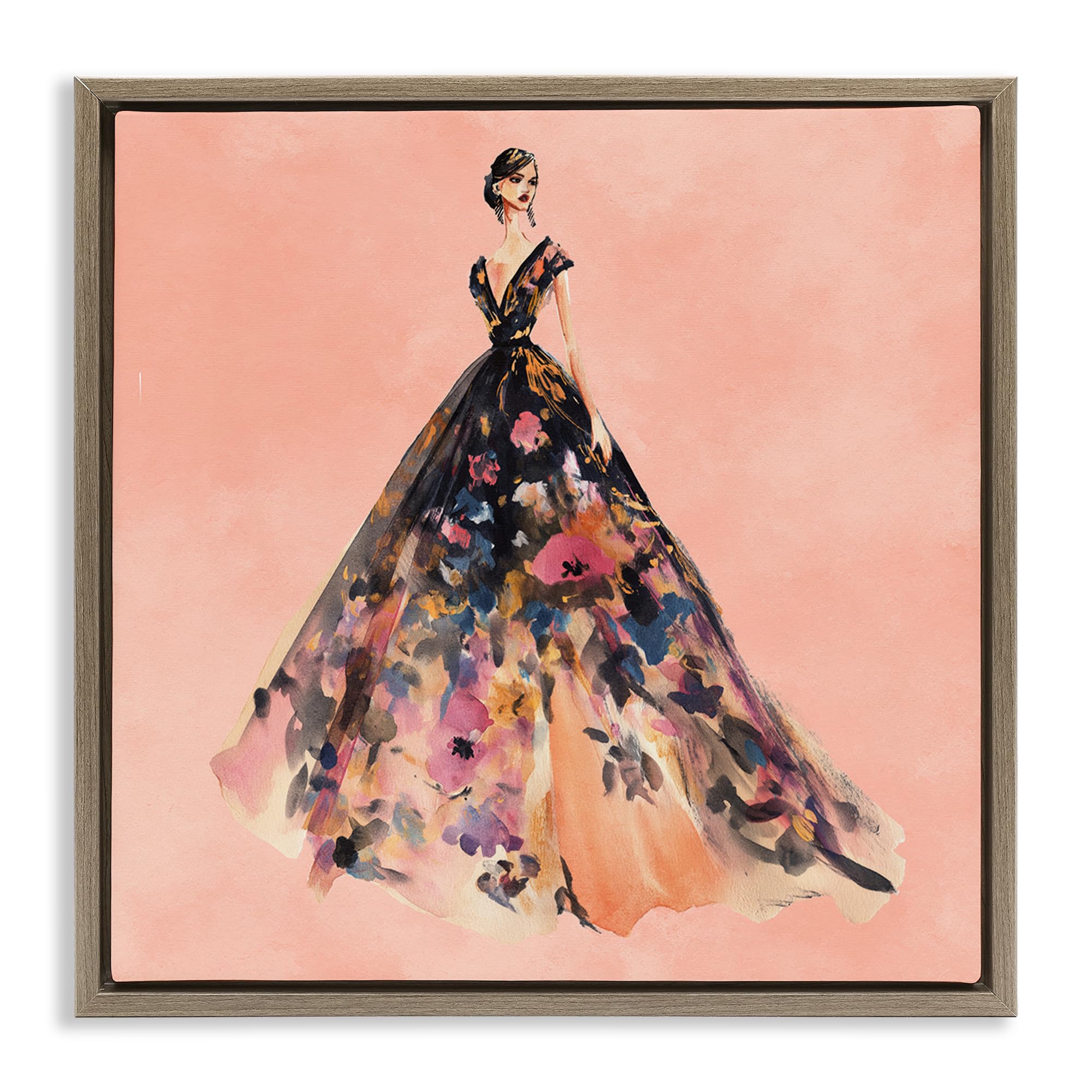 Stupell Industries Rose Gold Night Gown 'Rose Gold Night', Floating Frame Canvas Art, Brown, 25 X 25 Inches, Easy To Hang And Sturdy, Made In Usa, By Svetlana Aleynikova