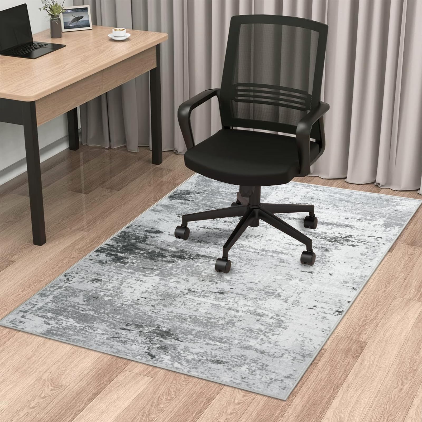 Tapis chaise bureau antidérapant gris 120x150 cm protection sol rigide anti-rayures