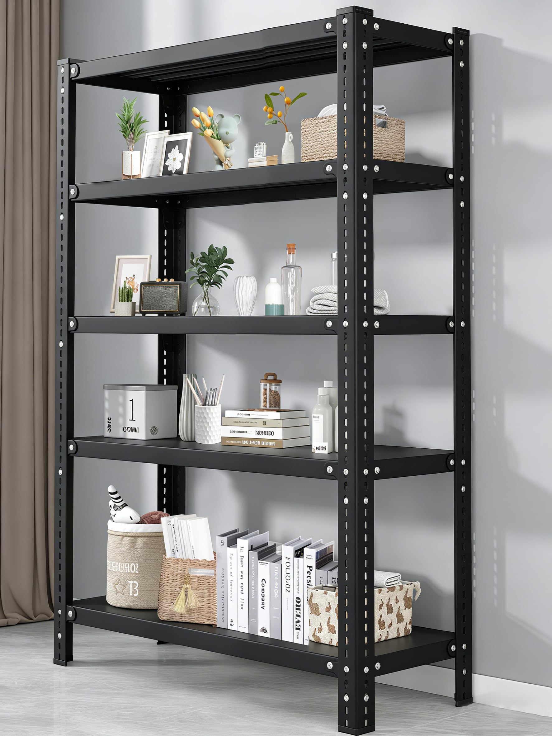 Amazon｜TUIYIDUOスチールラック メタルラック 高さ調整可能 5段 幅90