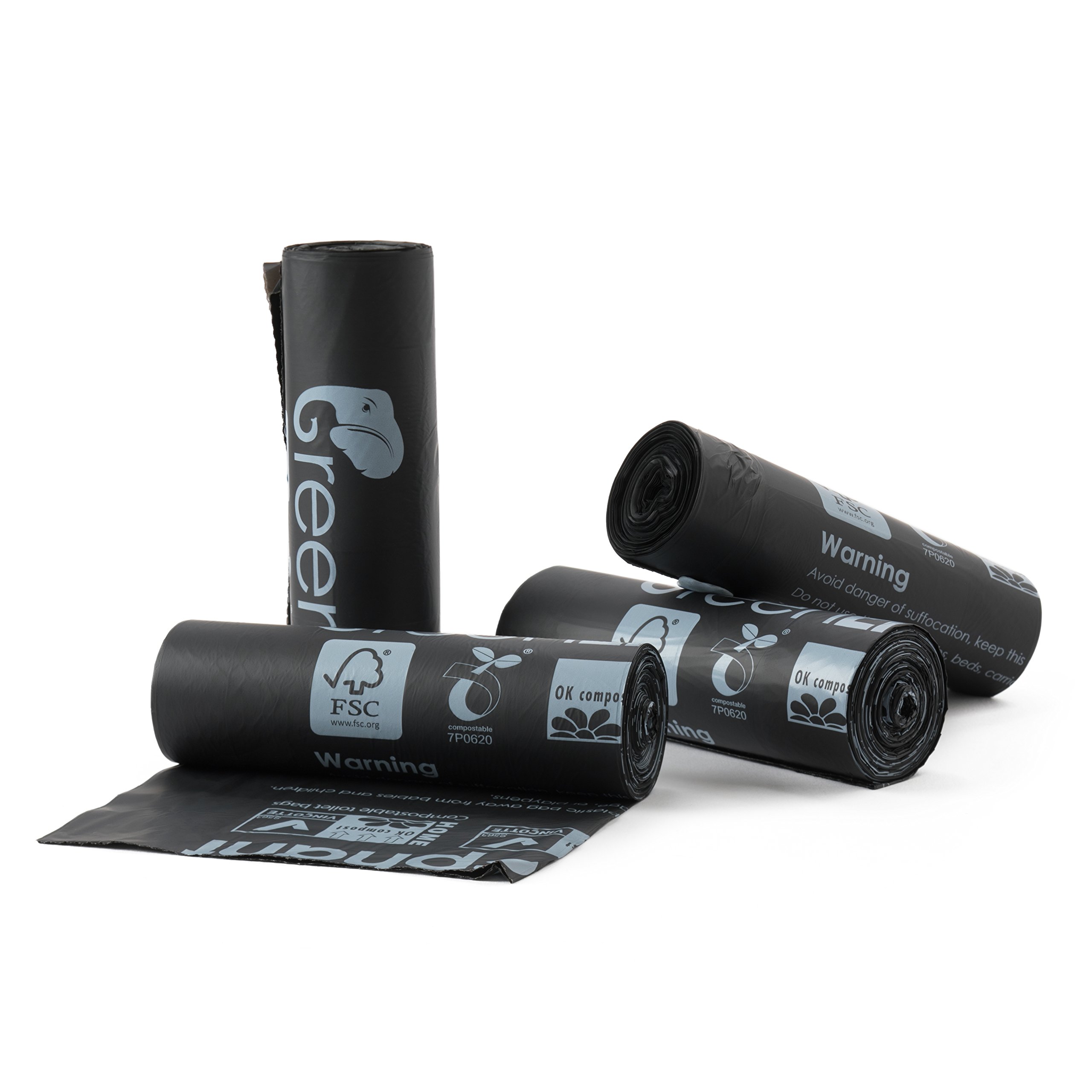 Green Elephant Portable Toilet Bags 15 Count, 8 Gallon Camping Toilet