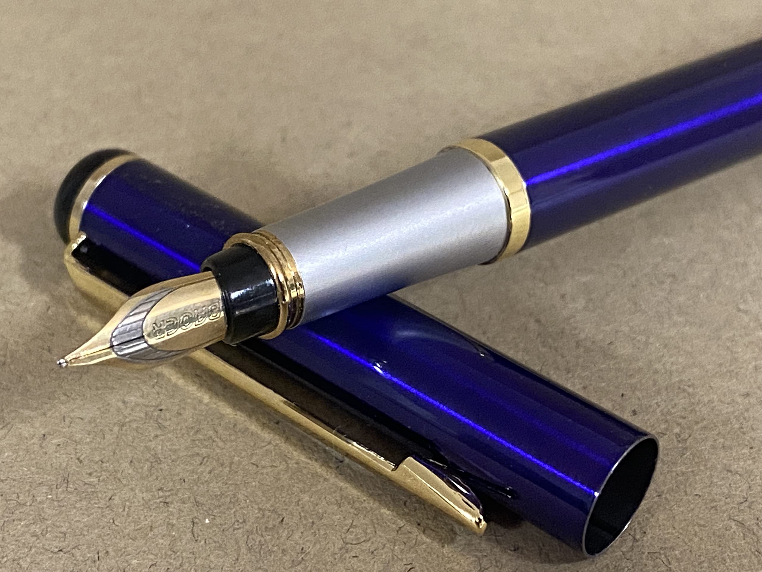 Jinhao Baoer 801 Luxury Executive REGAL BLUE Steel Fountain Pen Writing Set - Pen + 5pk BLUE Cartridges...(Blue Ink Cartridges, Baoer 801 Pen in Regal Finish) โฆ โ image 1