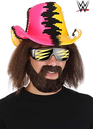 Miniatura 2 de FUN Costumes Pink & Yellow Macho Man Randy Savage Deluxe Cowboy Hat