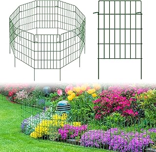 10 Pack Garden Fence Animal Barrier Fencing 1.44 inch Spacing Total 10.8ft (L) x 24in High Rustproof Metal Wire Yard Blocker Rabbit Dog Border for Outdoor Flower Bed Decor Green