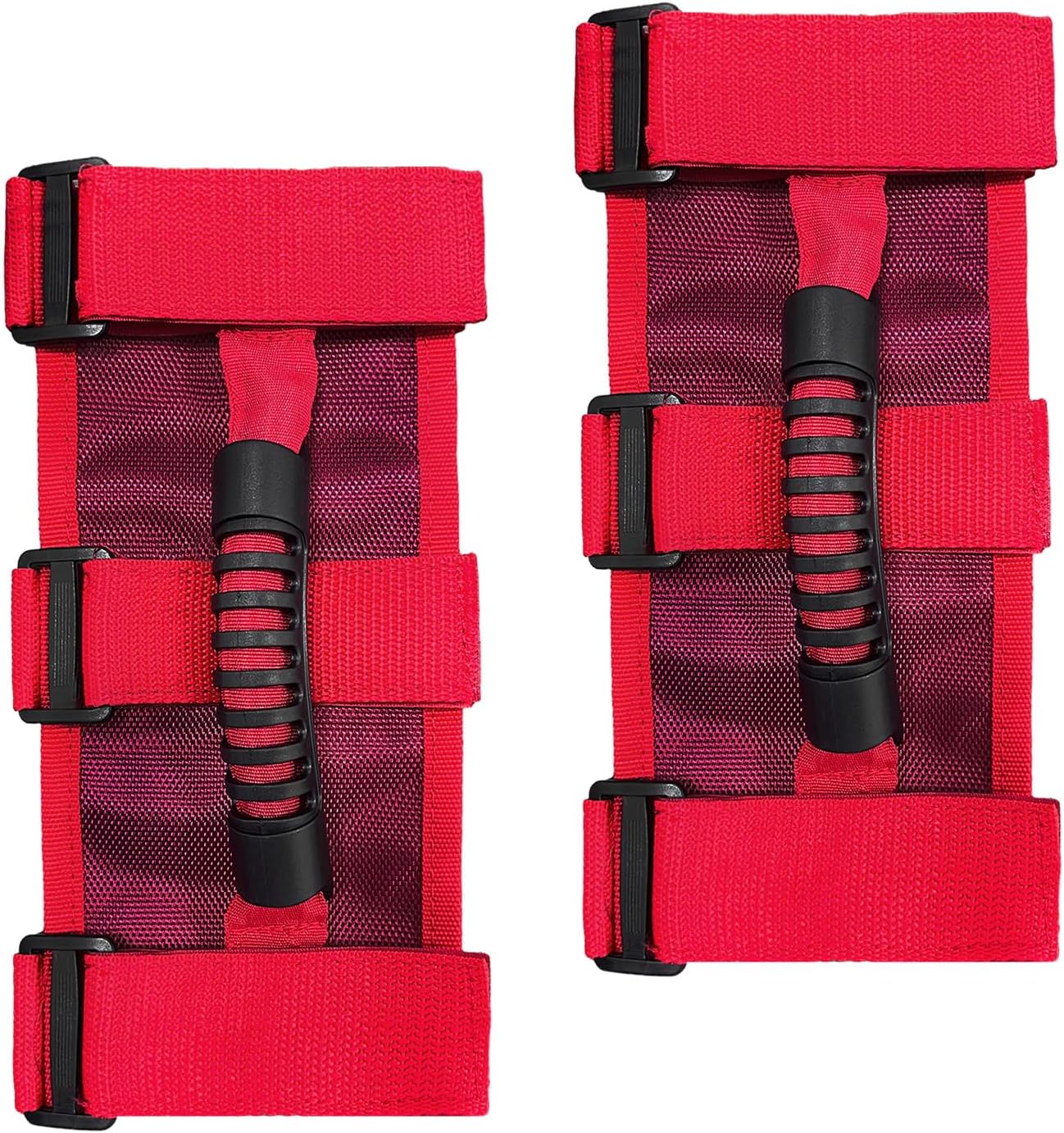 Augeny 2 PCS Roll Bar Grab Handles, Paracord Grip Handles for 1987-2021 Wrangler JL, JLU, JKU, TJ, YJ, Gladiator JT, Strong & Durable Car Accessories Fit 2" to 4" Roll Bars (Red)
