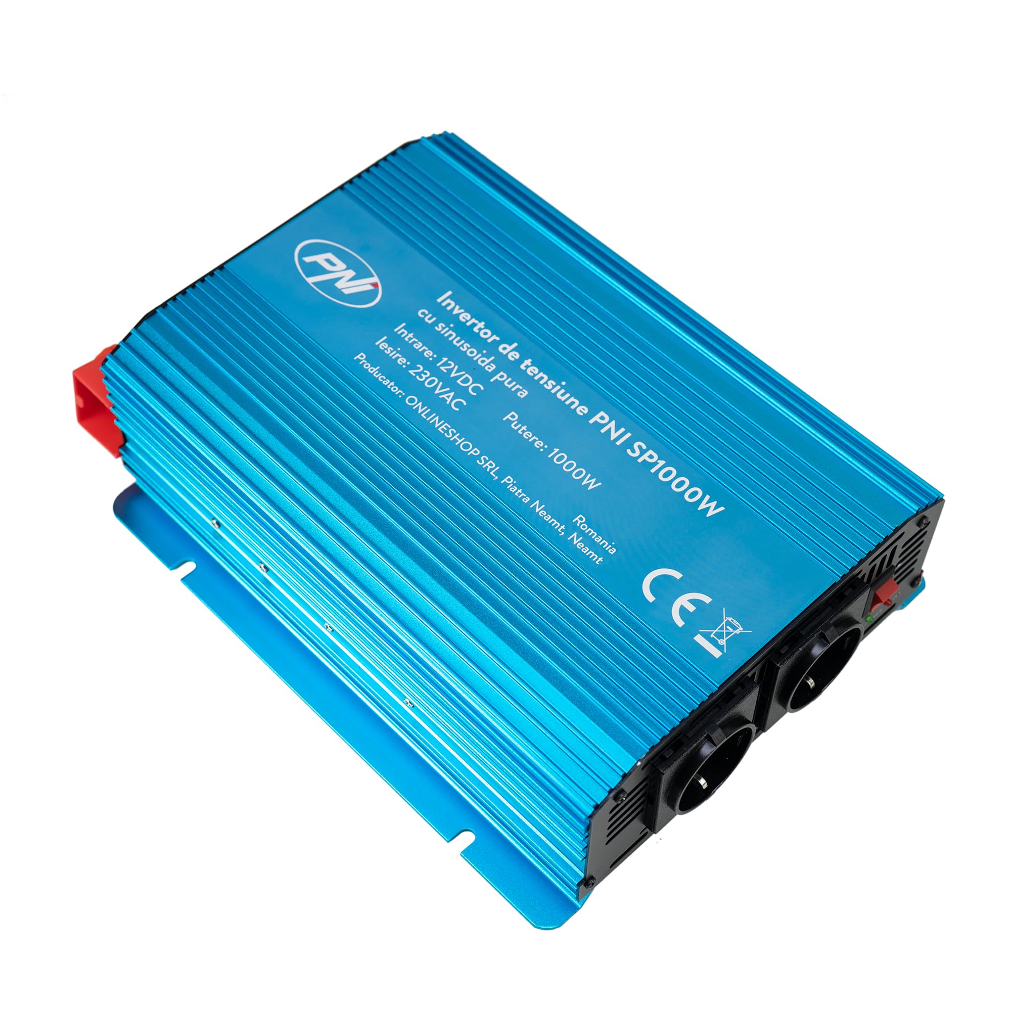 PNI SP1000W Convertisseur Transformateur Chargeur pour Voiture Onduleur à onde sinusoïdale pure, Onduleur 12 V DC à 230 V AC, 2 prises Schuko