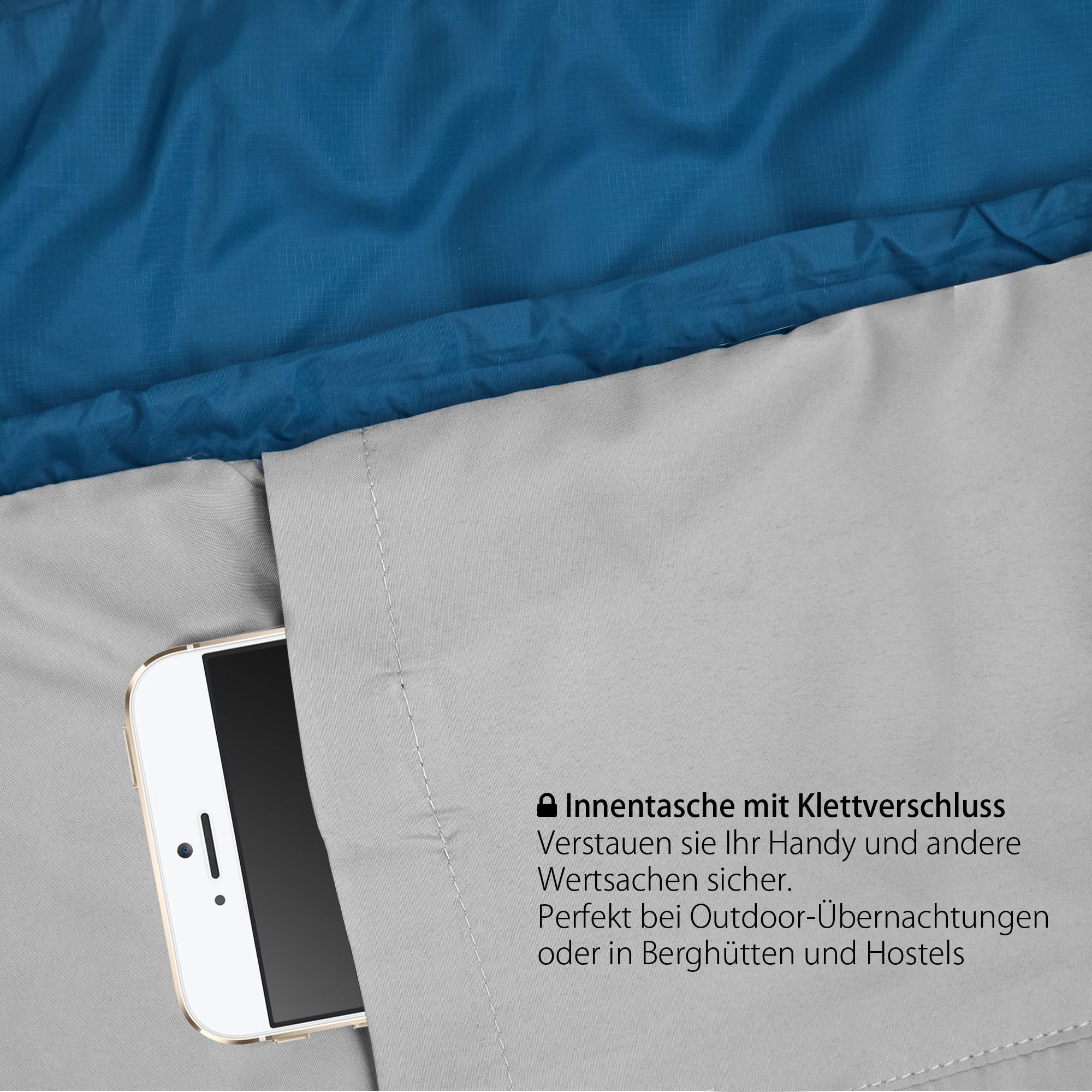 Outdoro ultraleichter Schlafsack 800g - kleines Packmaß - leicht, dünn und warm - Idealer Sommerschlafsack, Mumienschlafsack für Herren, Damen, Erwachsene