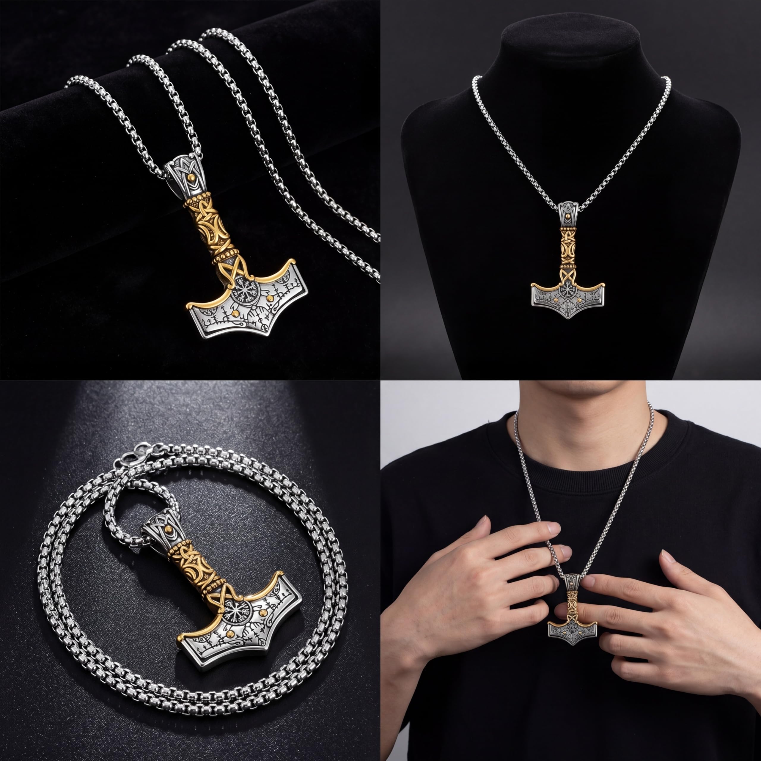 Mjölnir naszyjnik z młotkiem Thora, srebro wysokiej próby 925, łańcuszek z wisiorkiem w kształcie młota Thora, amulet celtycki, biżuteria dla mężczyzn, uniseks