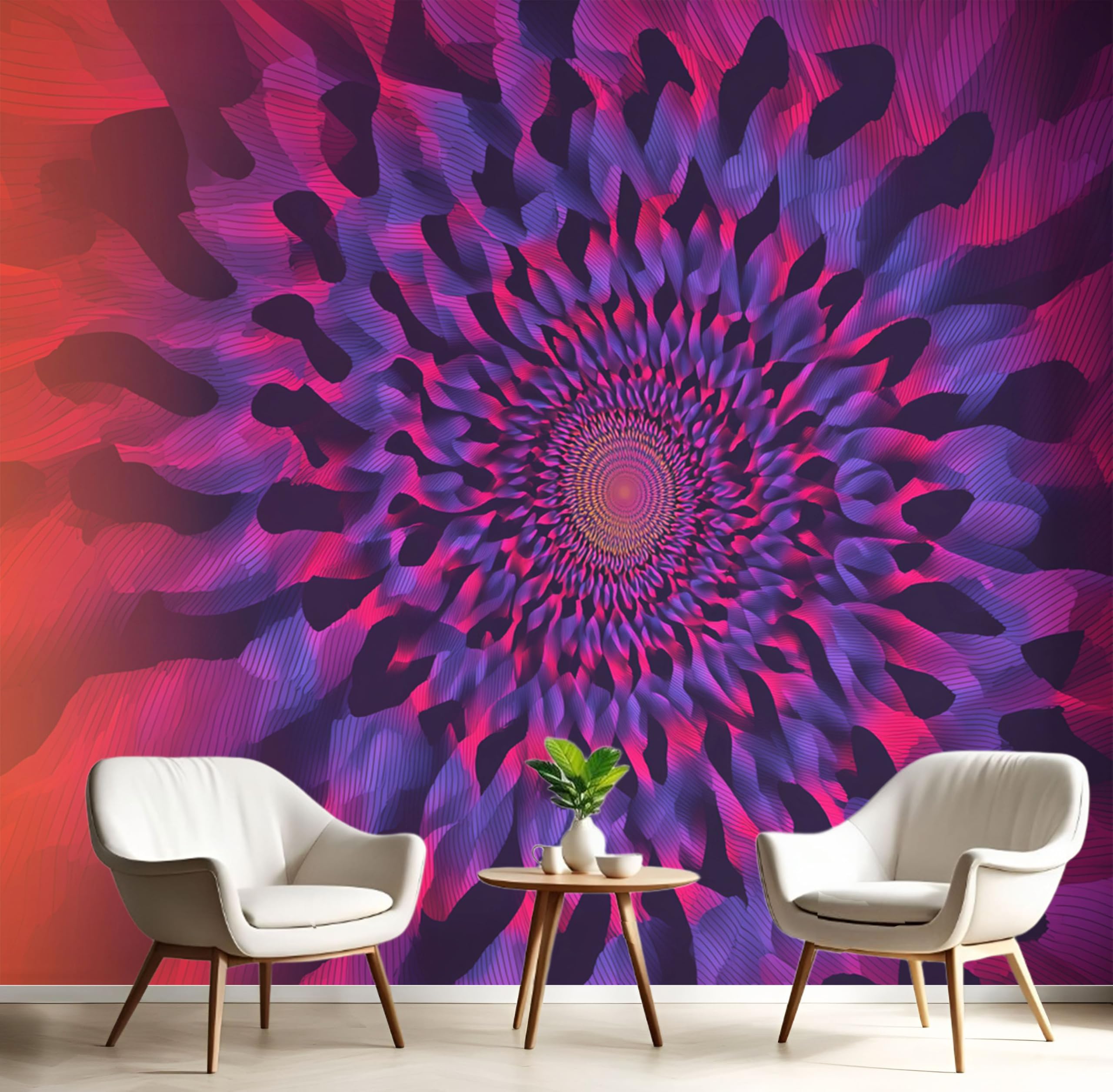 Papier peint panoramique en soie violet au fini textile luxe
