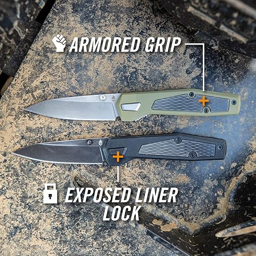 Miniatura 5 de Gerber Gear Fuse - Cuchillo de bolsillo, hoja de borde plano de 3.3 pulgadas, salvia, acero inoxidable