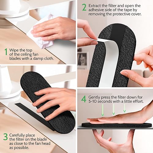 Miniatura 7 de Veloxe Filtros de ventilador de techo para cuchillas  Juego de 6 filtros de aire con carbón activado  Eliminador de olores y purificadores de aire