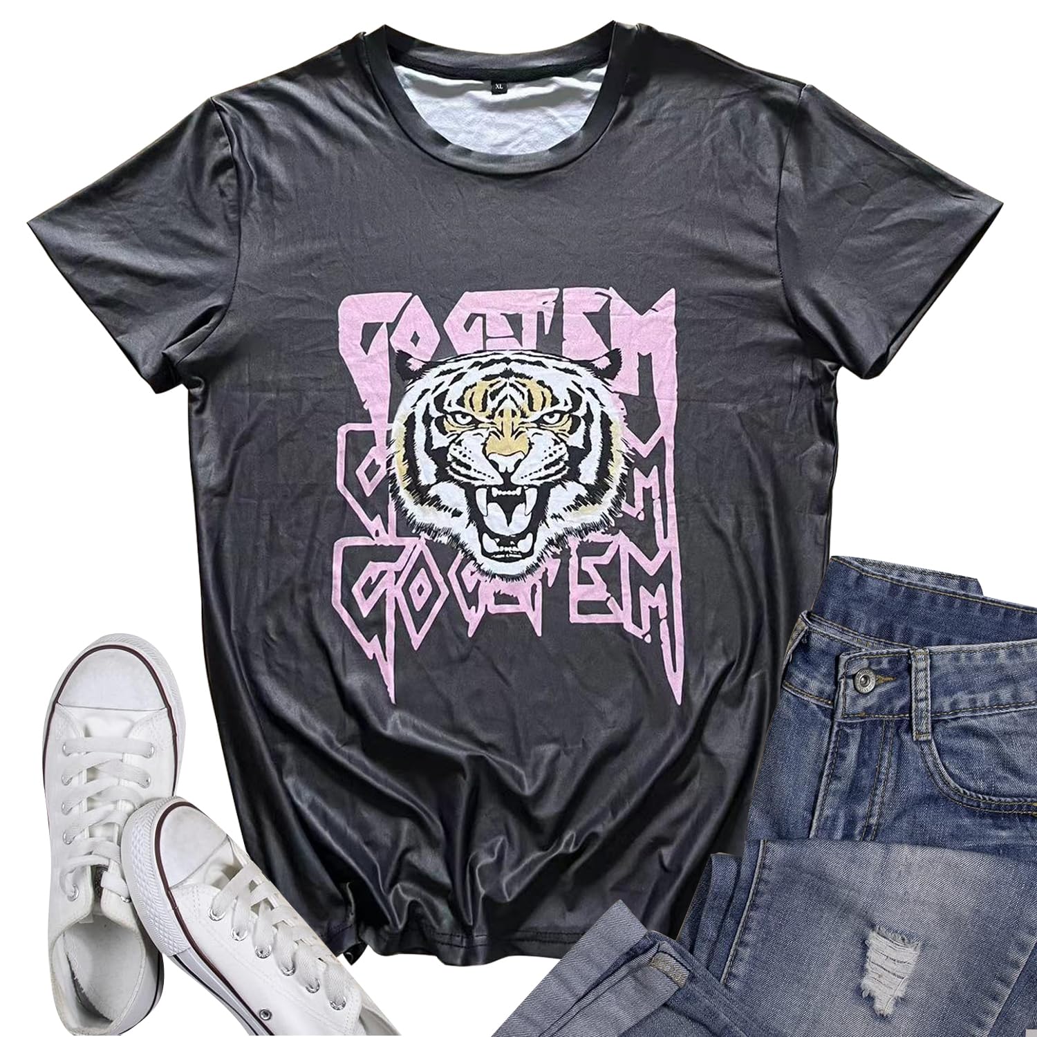 GenericTheWildLifeJewelry Animal Tiger Graphic Tees for Women Casual Short Sleeve Tshirts, Womens Summer Tops Crewneck Shirt Blouse