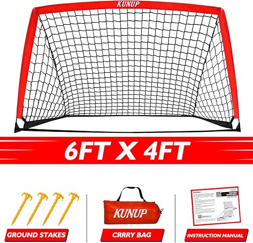 Miniatura 7 de Portería de fútbol portátil de 5 x 3, 6 x 4, 9 x 5 pies, para patio trasero, red de práctica de fútbol plegable con bolsa de transporte para niños