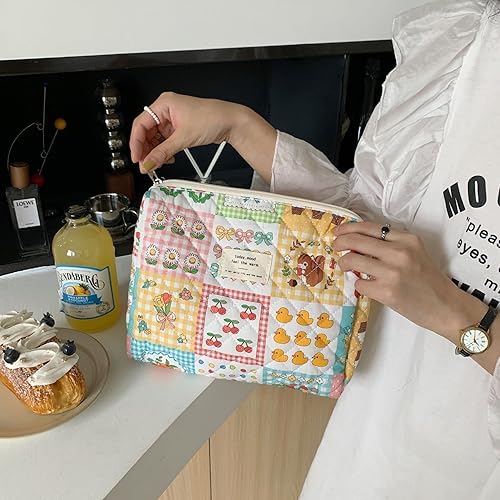 Miniatura 3 de Organizador de maquillaje estilo vintage de viaje neceser rojo rejilla pana con asa, cdcb-girls