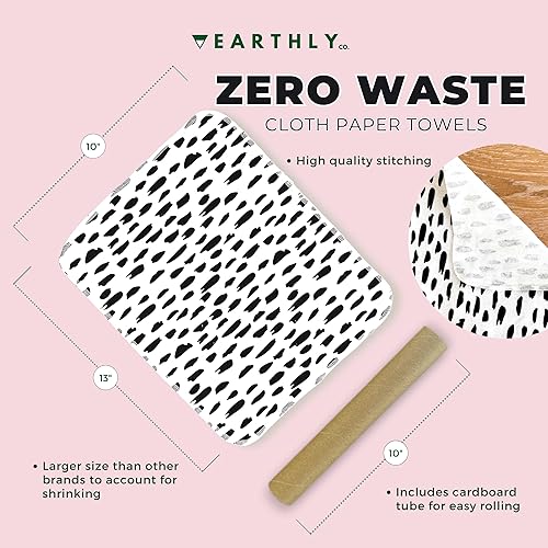 Miniatura 3 de Earthly Co. Toallas de papel reutilizables, paquete de 10 unidades, toallas de papel reutilizables lavables, rollo de servilletas reutilizables,