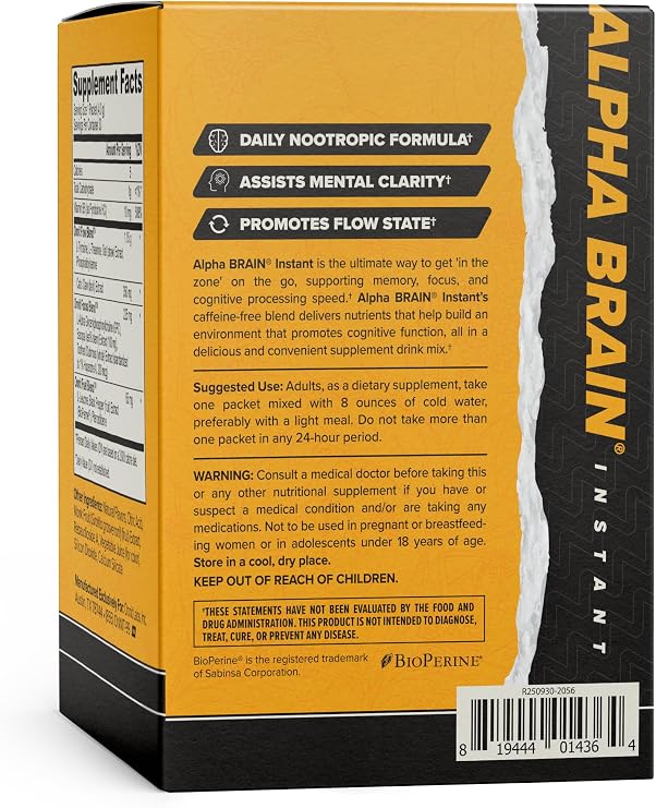 Onnit Labs Alpha Brain Instant Peach, 4.2 OZ
