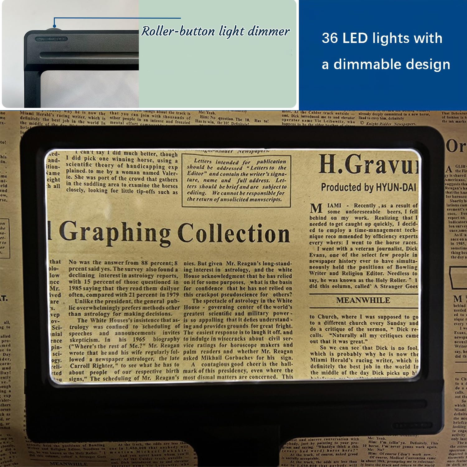 Magnifying Glass with Light and Stand for Hobbies Reading, Hands Free & Hand Held 4x Large Full Page Magnifier, Led Desk Lamp Magnifier Glass, Magnifying Lamp for Craft Work Elderly Visually Impaired - Image 2