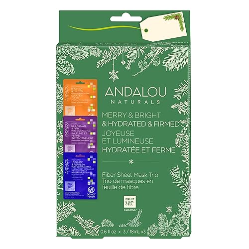 Andalou Naturals Máscara facial, mascarillas de suero hidráulico para la cara, ilumina y aprieta + hidrata y refresca + rejuvenece y reafirma,