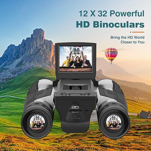 Miniatura 6 de Binoculares digitales 5M de 2 pulgadas LCD de 32 GB con cámara de 12 x 32 pulgadas, videocámara para observación de aves, juego de fútbol y concierto