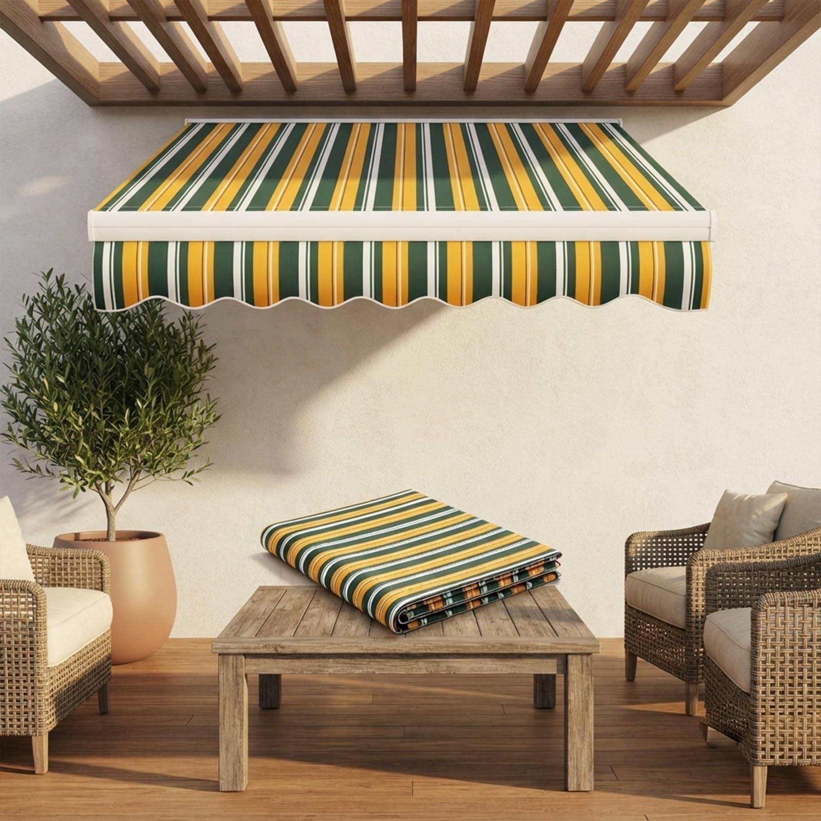 Recambio Lona Toldo | Tela De Repuesto Acrílica De 300x250, Impermeable Y Resistente Al Sol, Para Escaparates(D,8x6.5ft(2.4x1.98m))