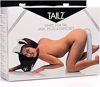 Vista 2 de Juego de tapones y orejas anales de cola de zorro blanco