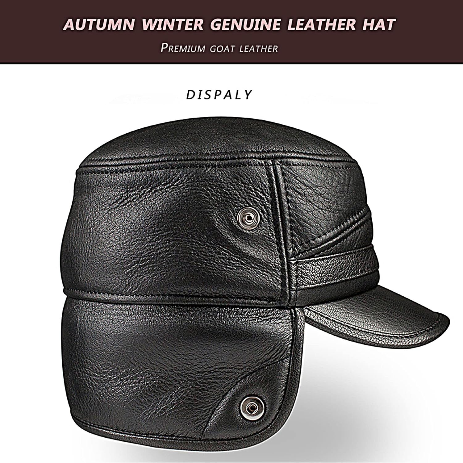 Men Hunting Trapper Hats witn Earflap Aviator Leather Winter Hats Russian Warm Hats,Gift for Dad Boyfriend,Unisex