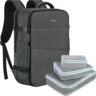17inch Travel Laptop Backpack, Large Waterproof Travel Backpack for Men and Women, Carry On Luggage Backpack for Business School Weekender Overnight Daypack with 3 Packing Cubes, Grey