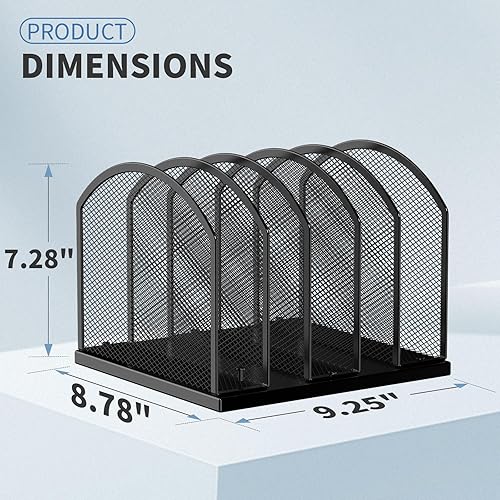 Miniatura 2 de Organizador vertical de escritorio de 5 secciones, carpeta de archivos de malla de 5 secciones para oficina, hogar, organización del aula (1, negro)