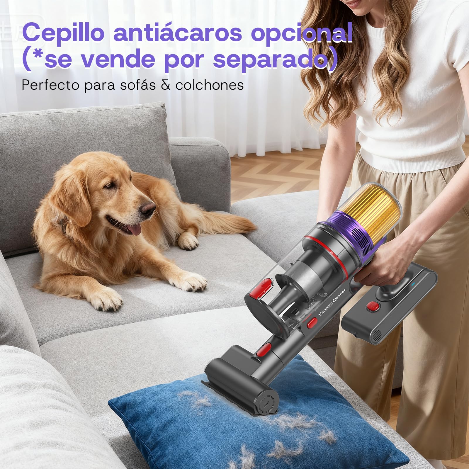 V16 Aspiradora sin Cable 55Kpa/600W/80Mins, Aspirador Escoba sin Cable con Pantalla Táctil LED, Modo Automático, Aspirador Inalámbrico Antienredo para Suelo Alfombra Pelos de Animales